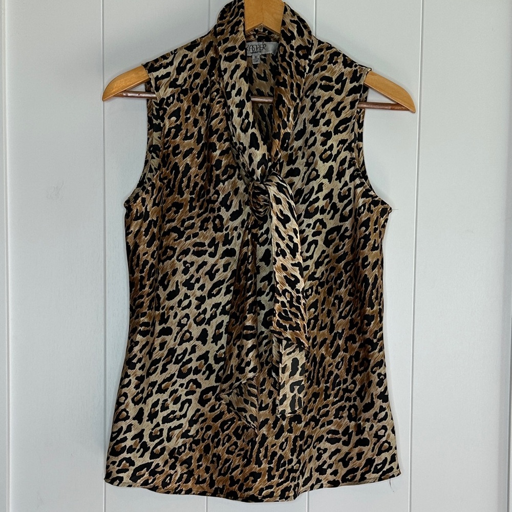Kasper Leopard Print Sleeveless Blouse Size Medium